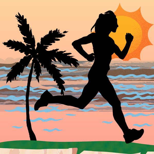 Illustration of a runner beside the ocean